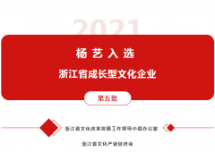 太阳集团电子游戏入选 “浙江省成长型文化企业”